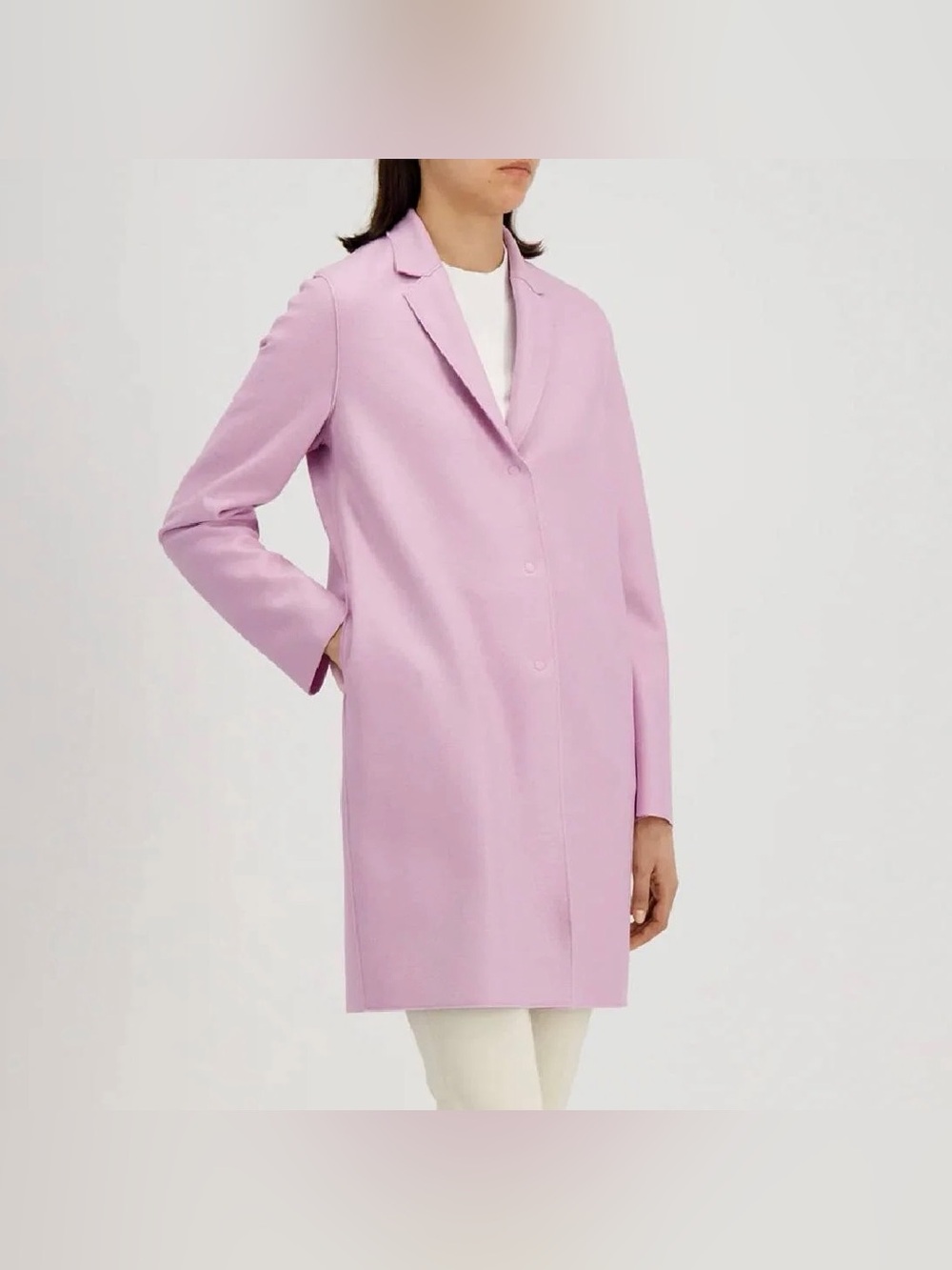 NWT Harris Wharf London Cocoon Coat Light Pressed Wool in Cyclamine